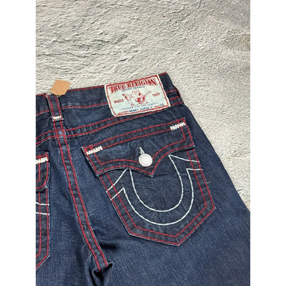 True Religion jeans straight vintage denim pants navy red