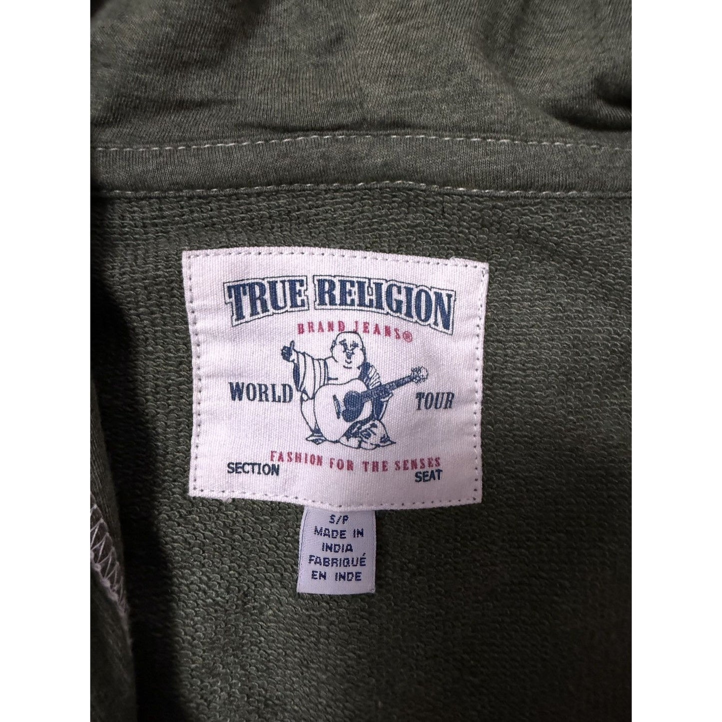 True Religion zip hoodie big logo vintage green Y2K