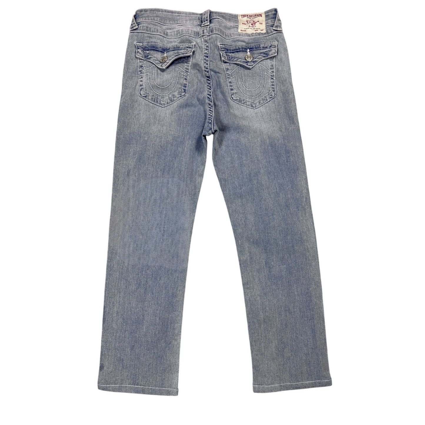 True Religion jeans straight baby blue white stitch Y2K