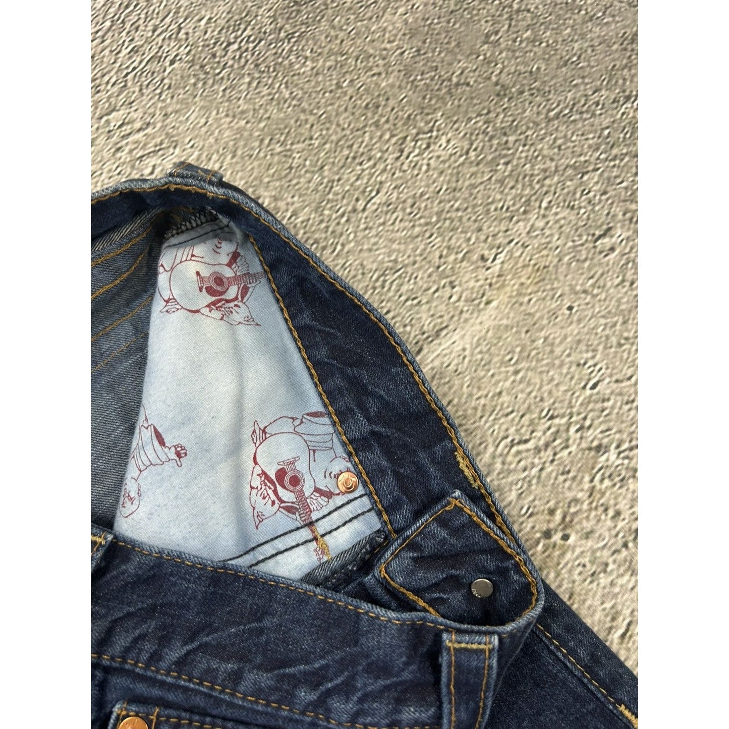 True Religion jeans flared big logo painted blue Y2K Billy