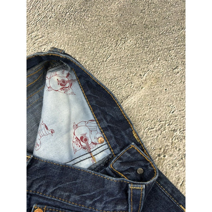 True Religion jeans flared big logo painted blue Y2K Billy