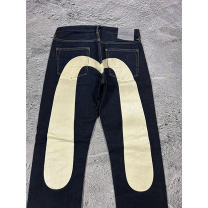 Evisu jeans white daicock big logo blue selvedge denim