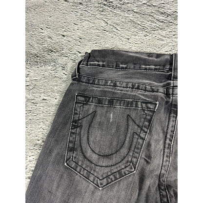 True Religion jeans grey black thick stitching Bobby