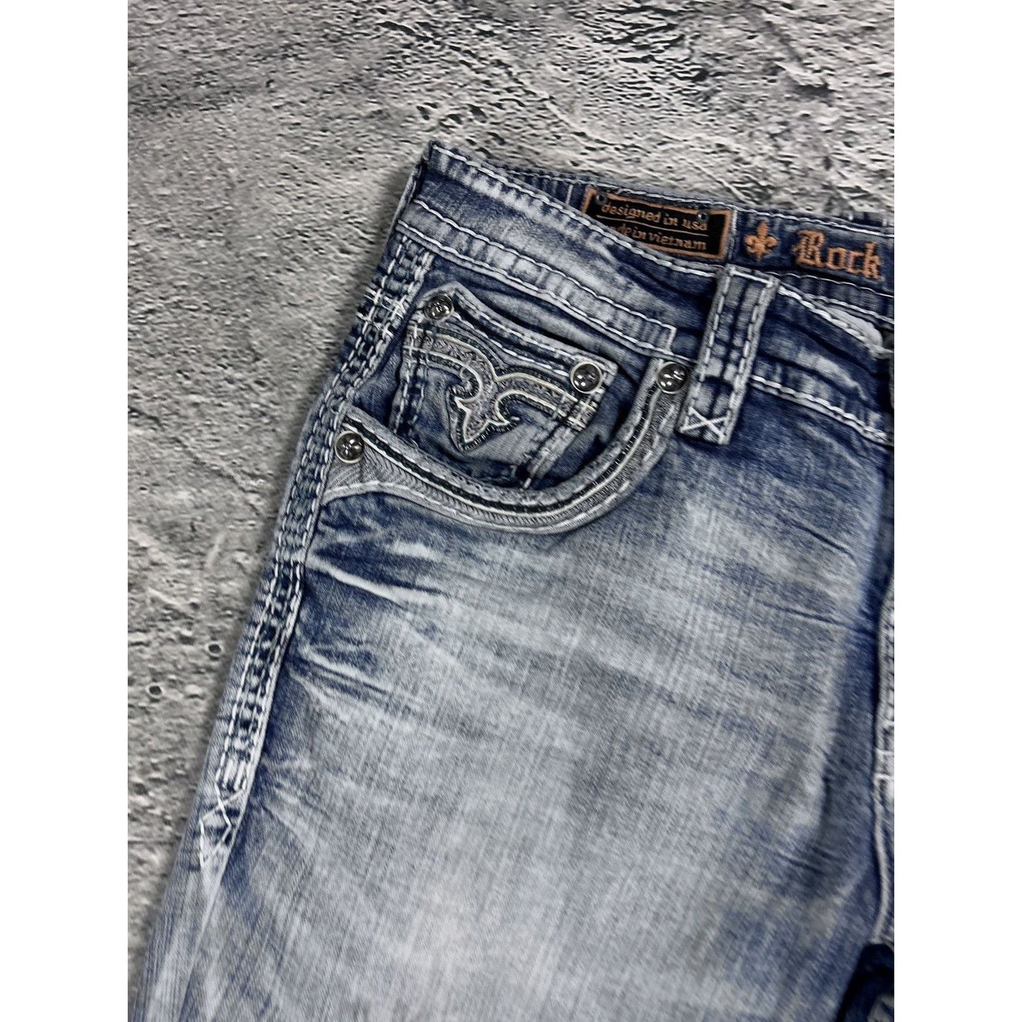 Rock Revival vintage baby blue jeans Y2K straight jamon
