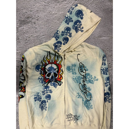 Ed Hardy zip hoodie yellow vintage Y2K Christian Audigier