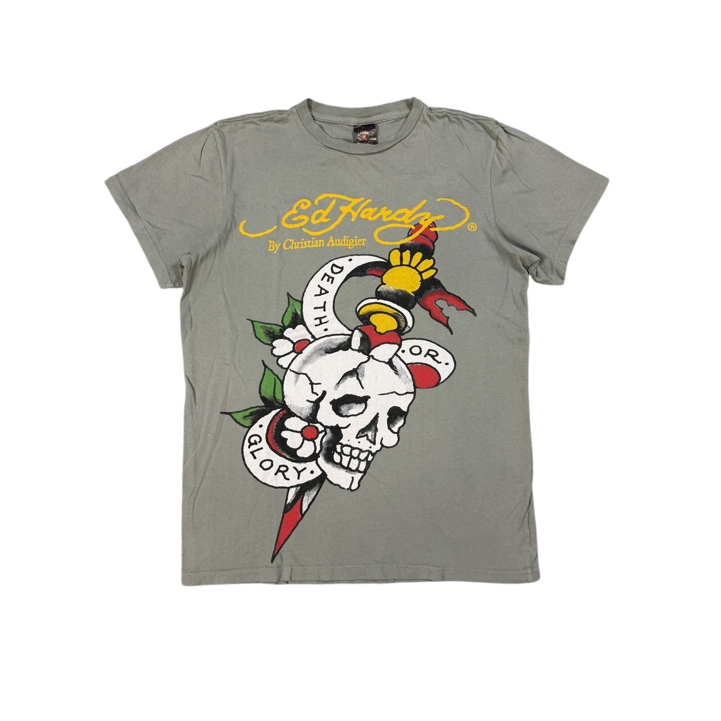 Ed Hardy Christian Audigier vintage grey T-shirt big logo