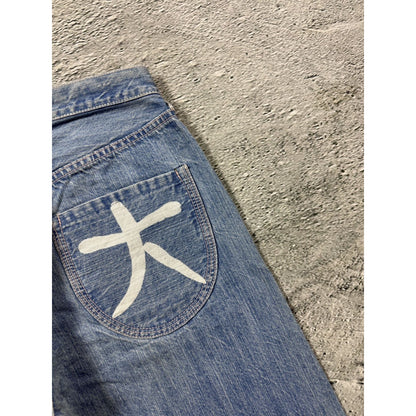 Evisu Yamane jorts light blue Y2K shorts denim white gull