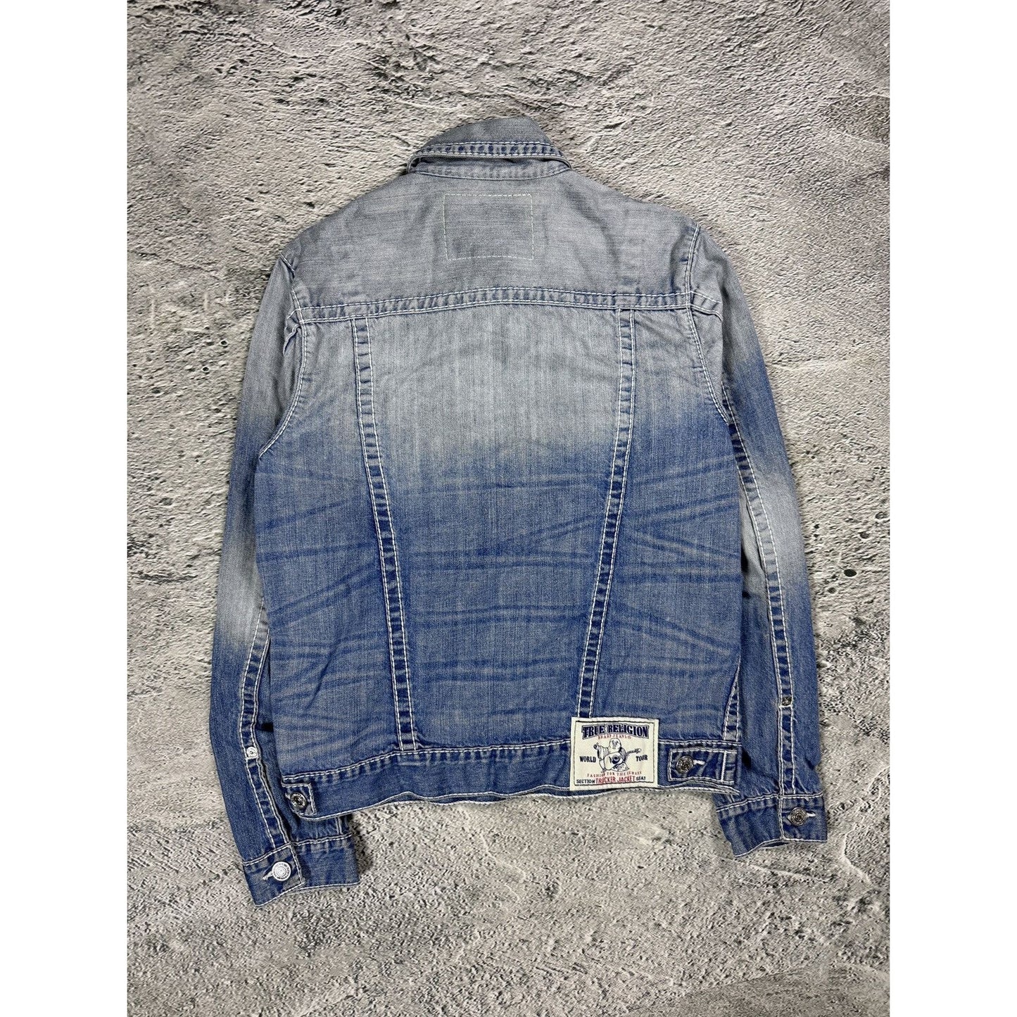 True Religion denim jacket trucker washed White stitching