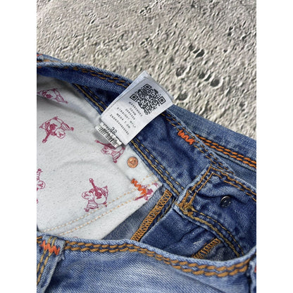 True Religion blue jeans thick stitching straight Y2K