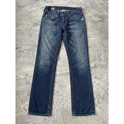 True Religion vintage jeans navy blue thick stitching Y2K