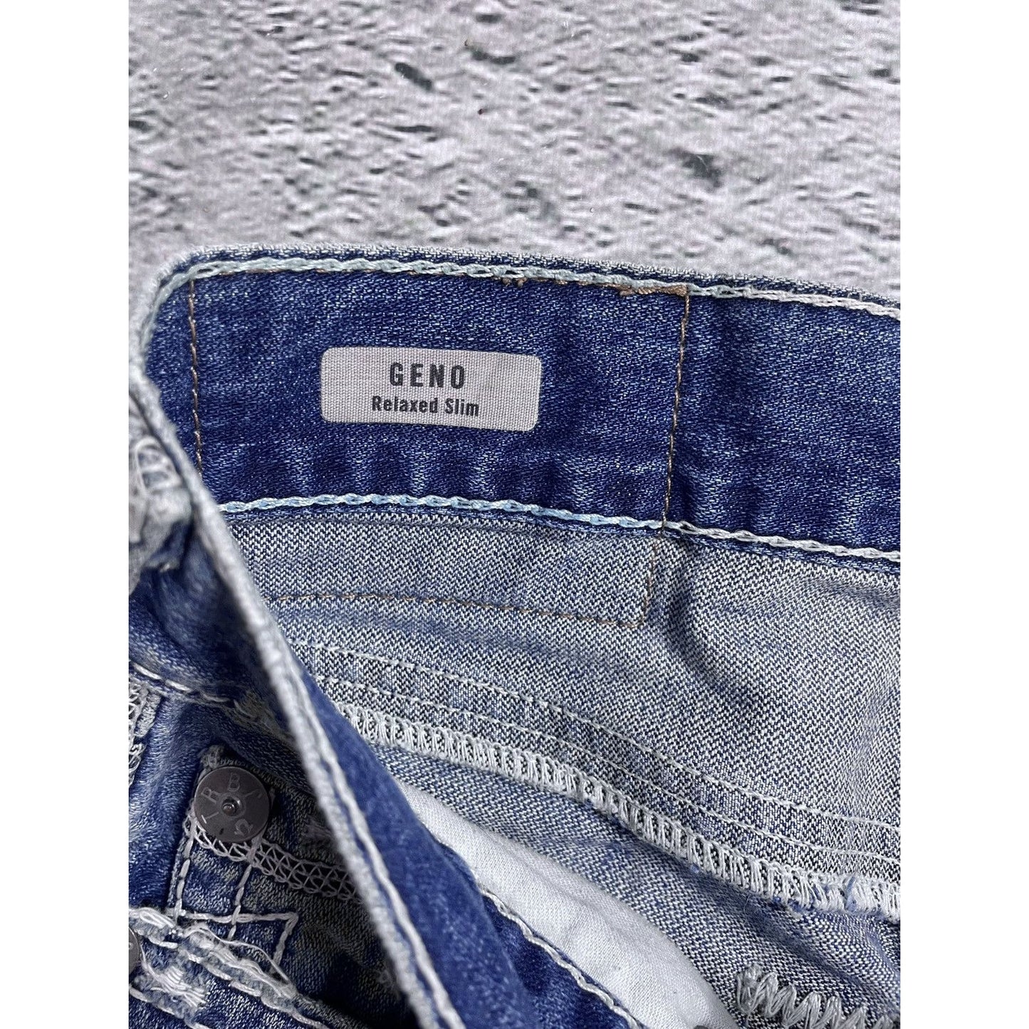 True Religion Geno blue jeans white stitching