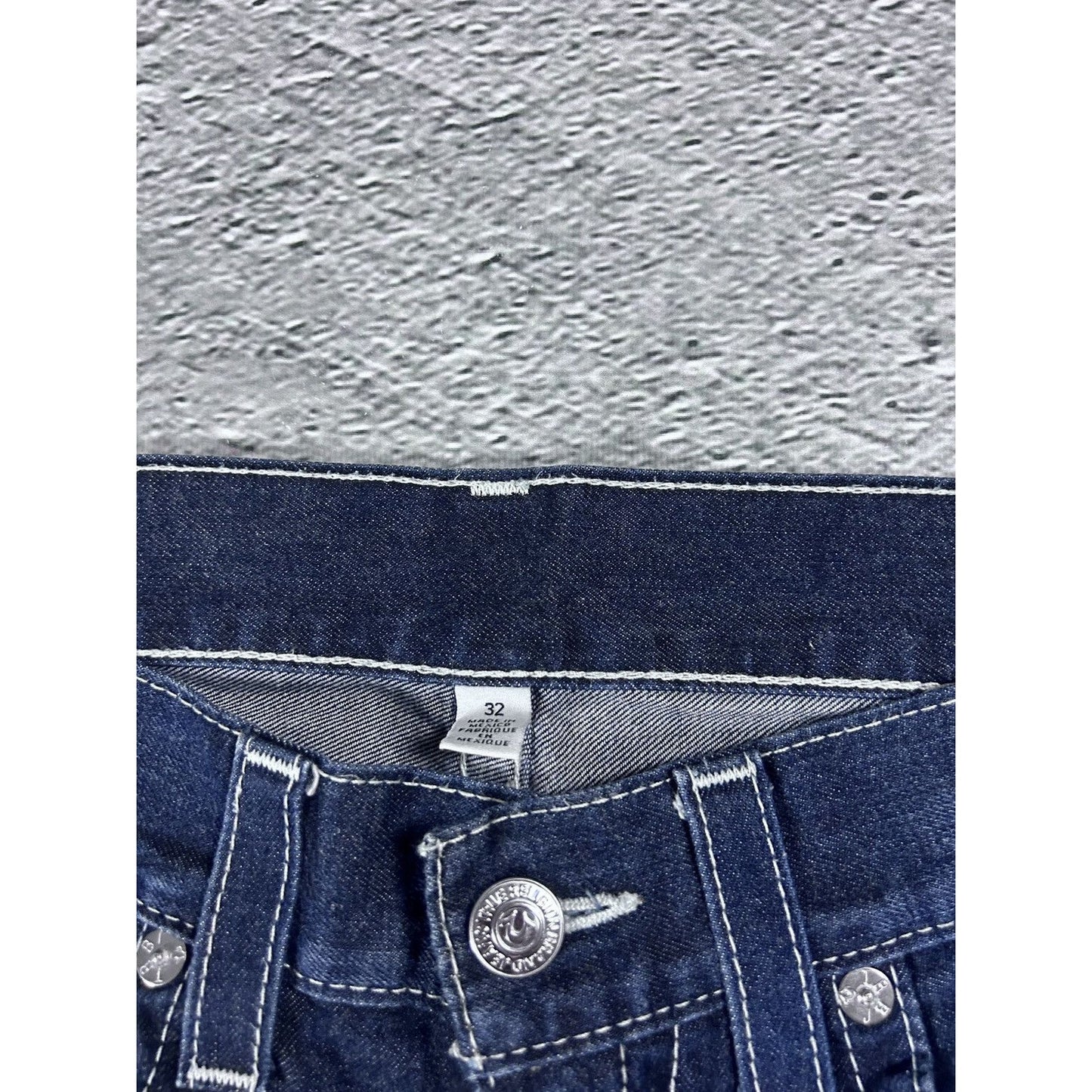 True Religion blue jeans thick stitching straight Y2K