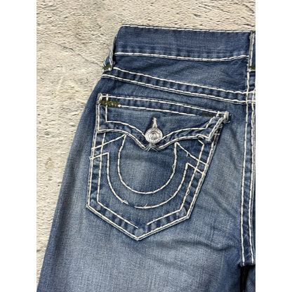 True Religion Green tab ricky Blue jeans white stitching