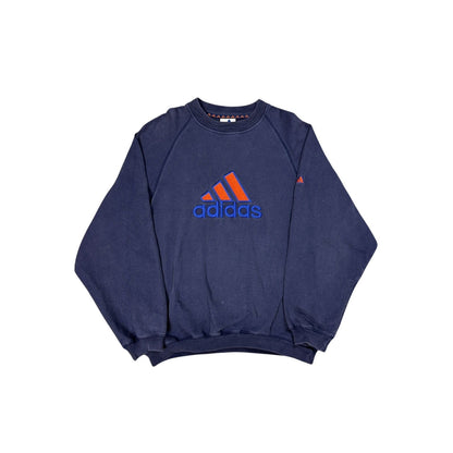 Adidas vintage sweatshirt big logo crewneck navy orange Y2K