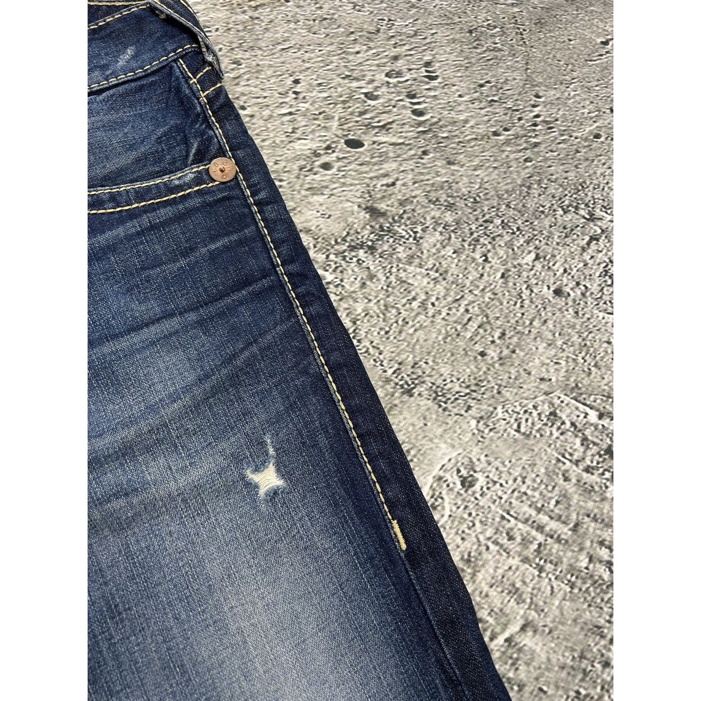 True Religion vintage blue jeans Rainbow Ricky thick stitch
