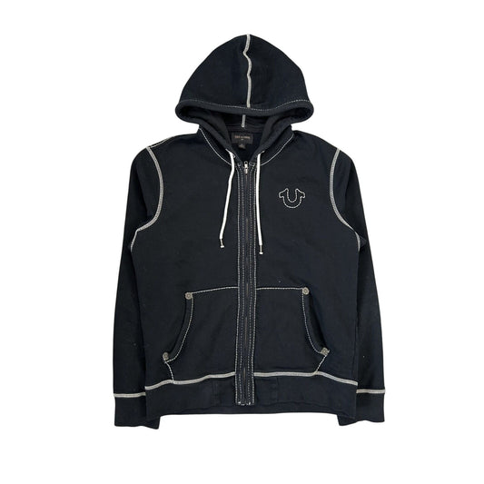 True Religion vintage black zip hoodie white big logo