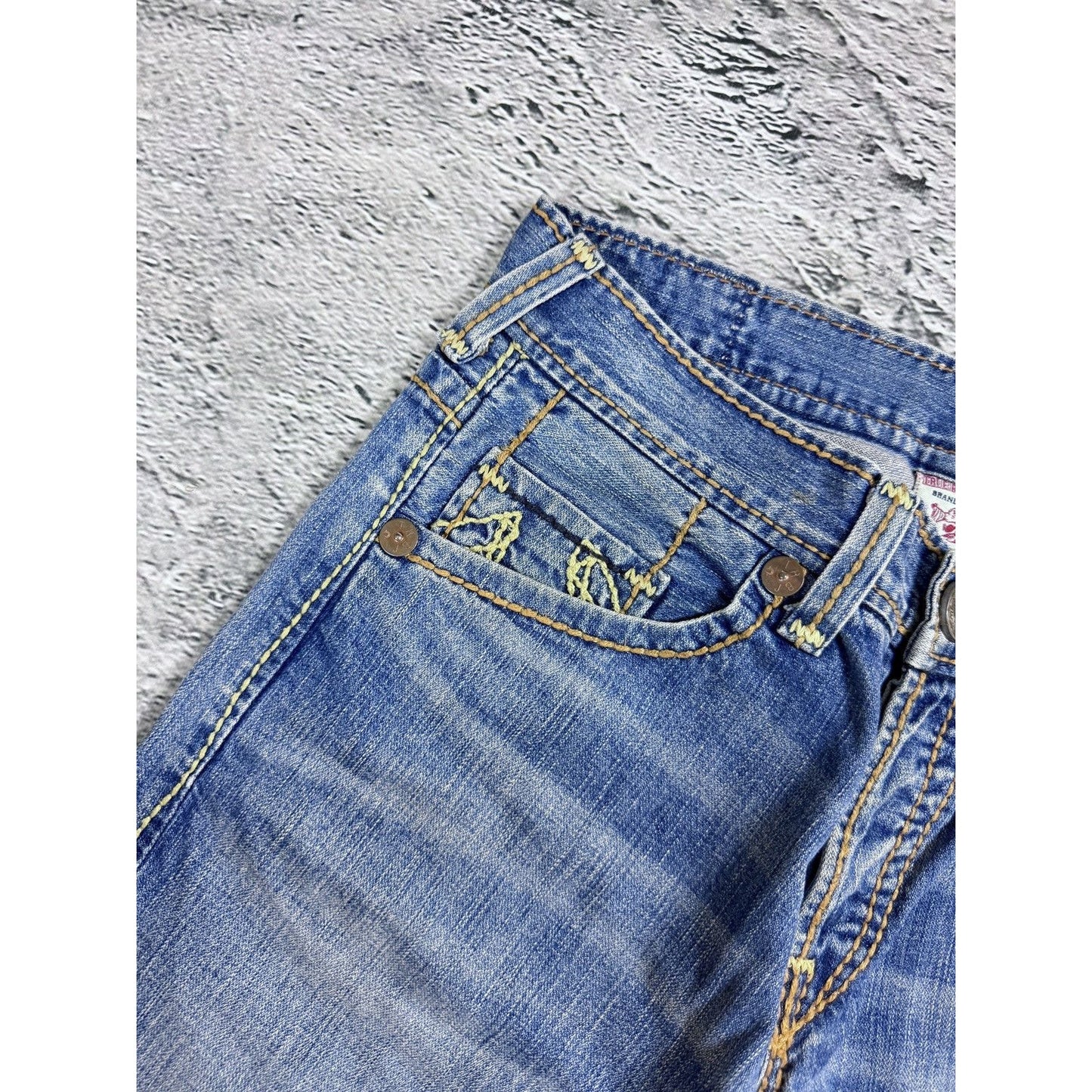 True Religion jeans vintage flared blue thick stitch