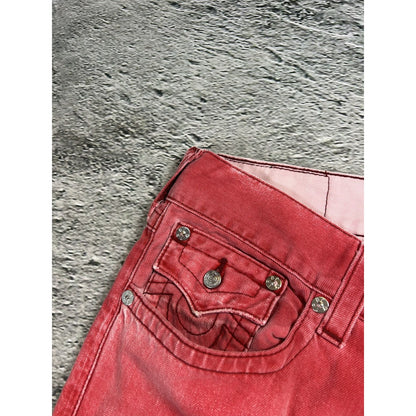 True Religion red jeans contrast stitching straight w flaps