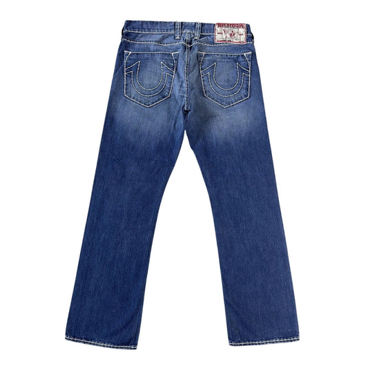 True Religion Blue jeans white thick stitching Bobby