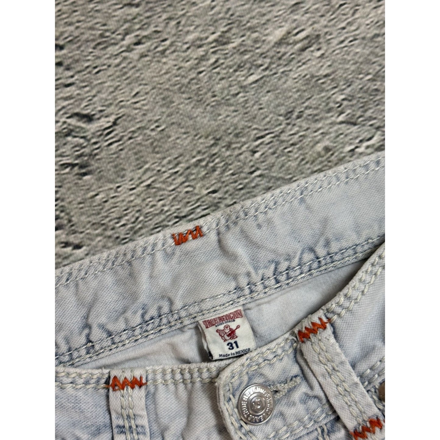 True Religion vintage white jeans straight mega T Orange