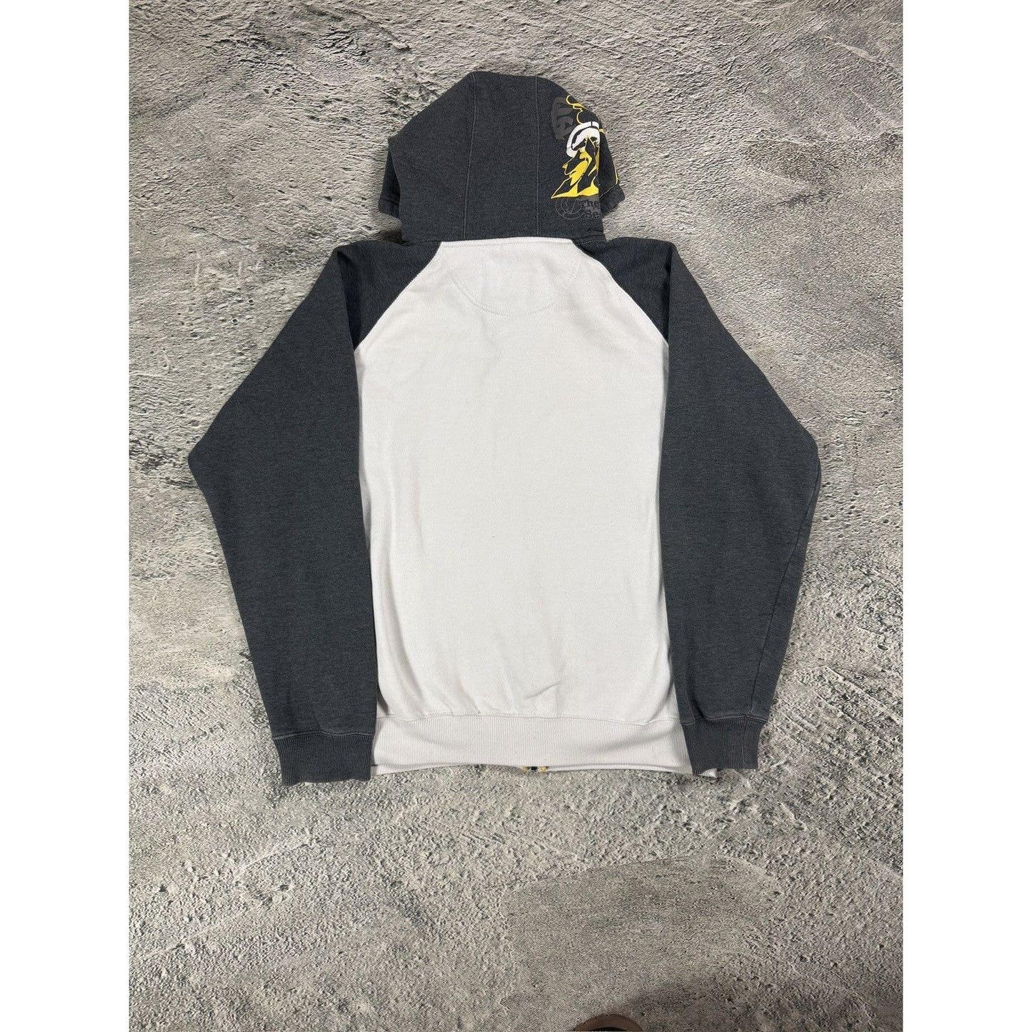 Ecko Unltd vintage zip hoodie white grey yellow big logo Y2K