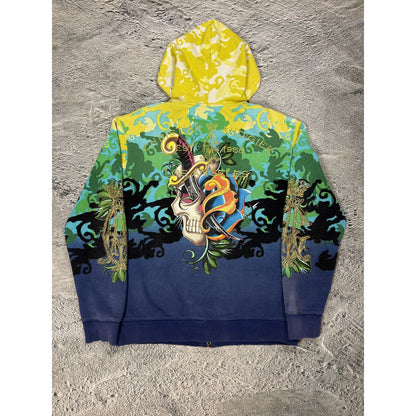 Ed Hardy zip hoodie yellow vintage Y2K Christian Audigier