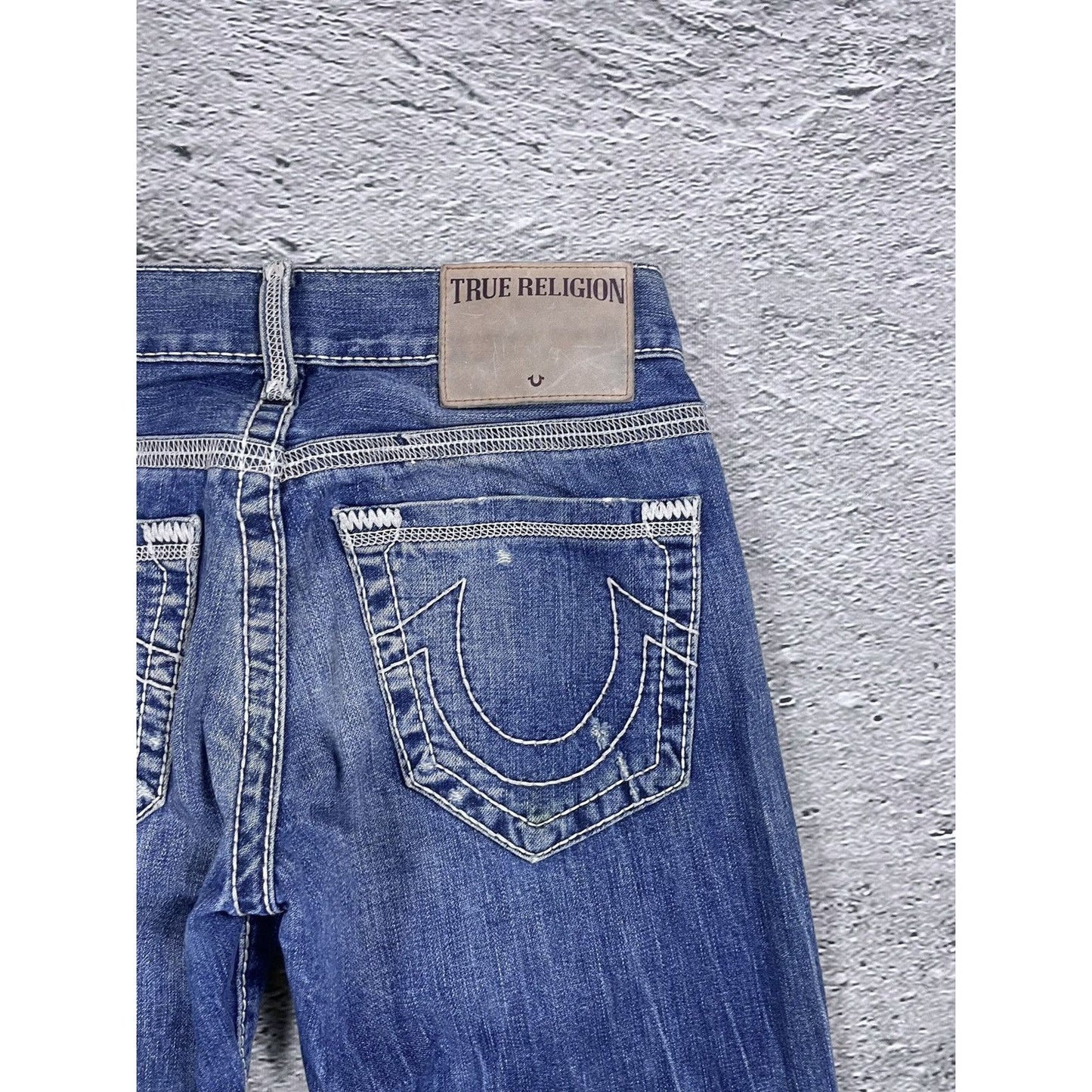 True Religion Geno blue jeans white stitching