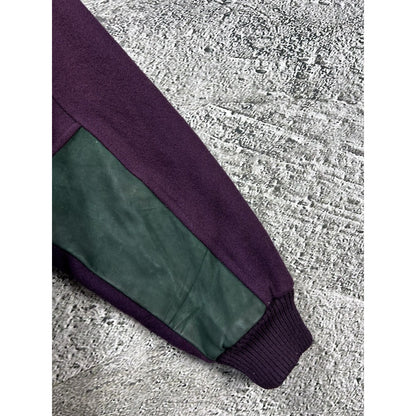 Lacoste wool varsity jacket multicolor leather green purple