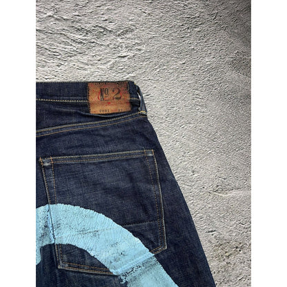 Evisu jeans vintage selvedge black baby blue daicock logo