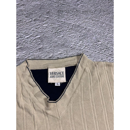 Versace t-shirt small logo beige black Jeans Couture