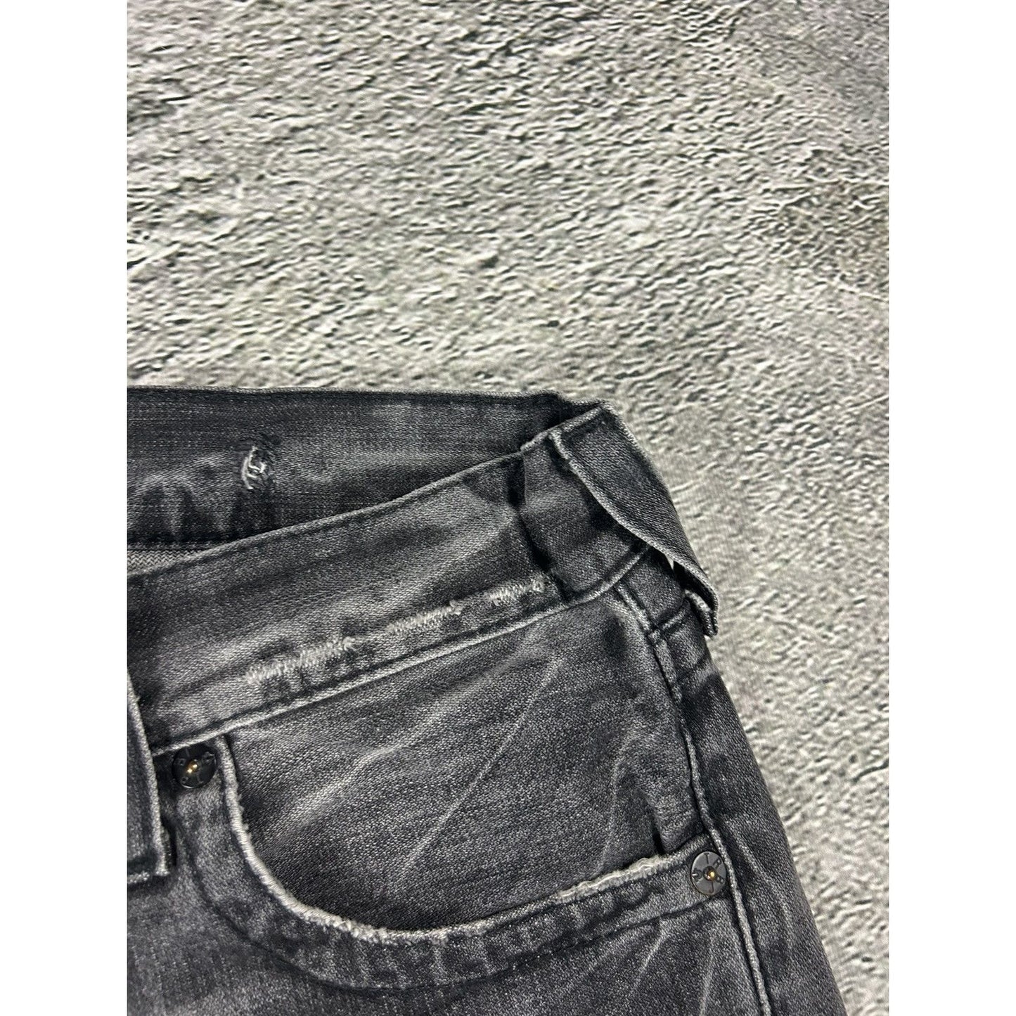 True Religion jeans grey black thick stitching Bobby