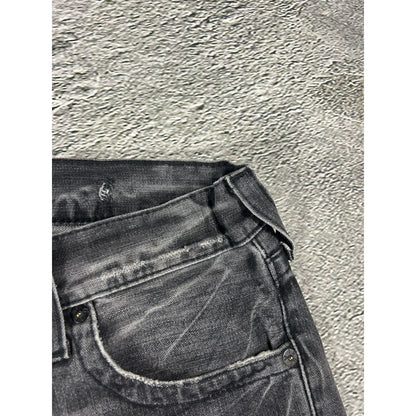 True Religion jeans grey black thick stitching Bobby
