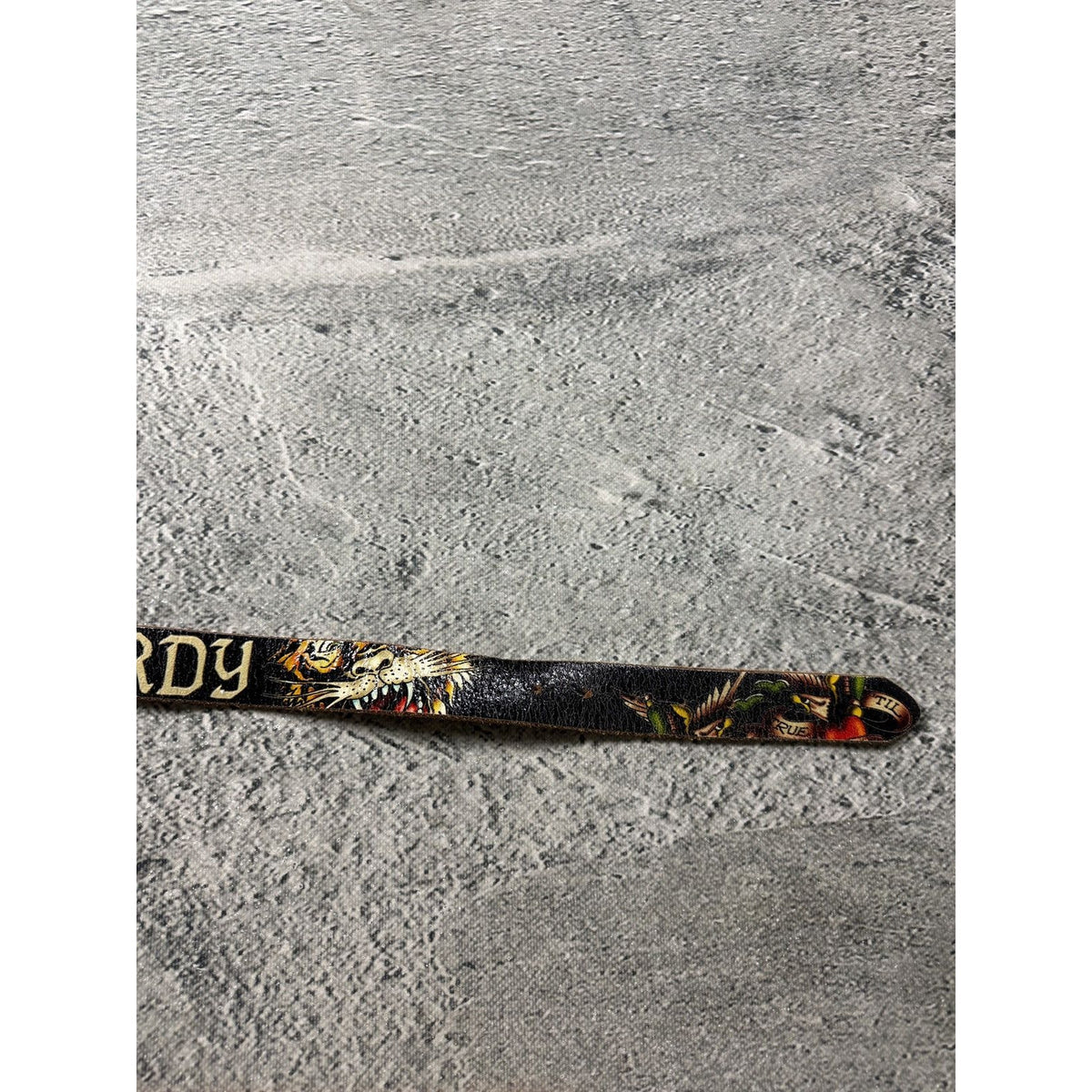 Ed Hardy by Christian Audigier belt black leather tattoo Y2K
