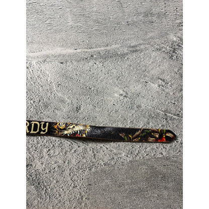 Ed Hardy by Christian Audigier belt black leather tattoo Y2K