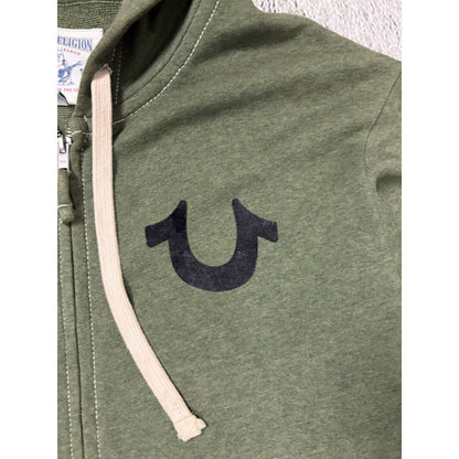 True Religion zip hoodie big logo vintage green Y2K