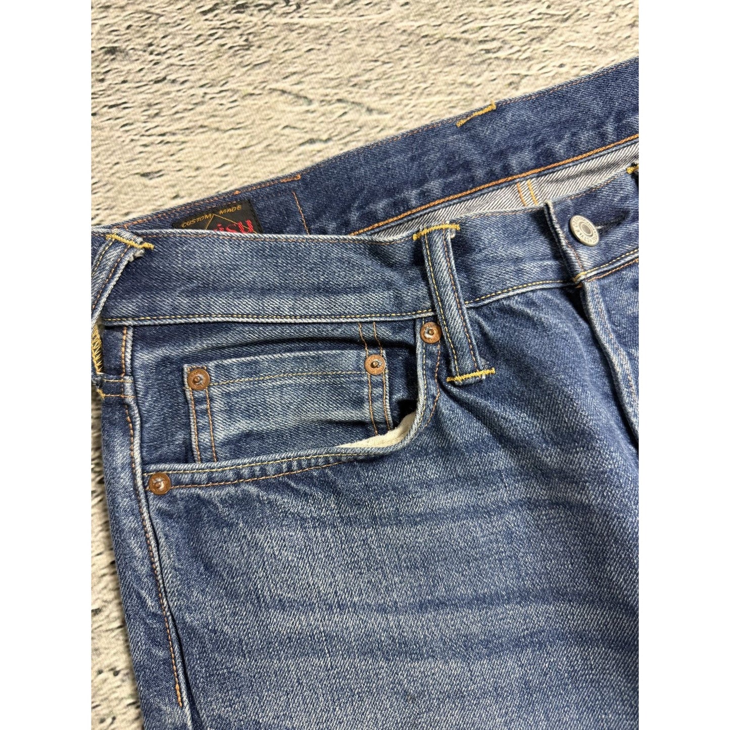 Evisu jeans vintage fisherman seagull logo selvedge denim