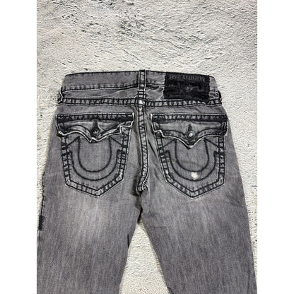 True Religion jeans grey black thick stitching Billy bootcut