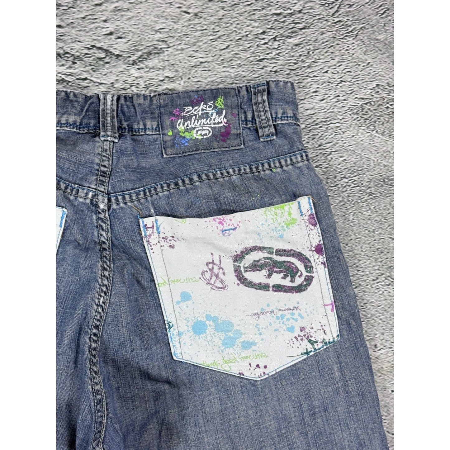 Ecko Baggy Painted hip-hop jeans denim pants Y2K