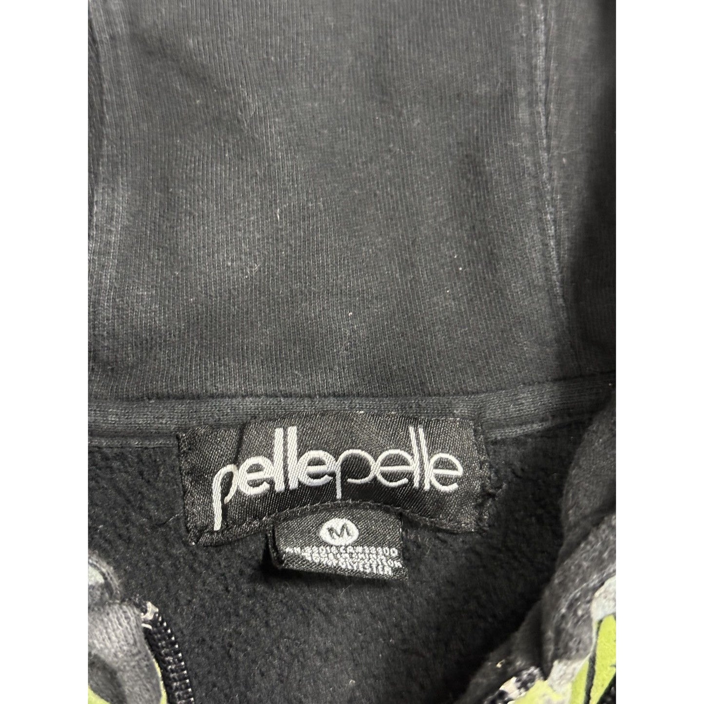 Pelle Pelle zip hoodie big logo rhinestones black green
