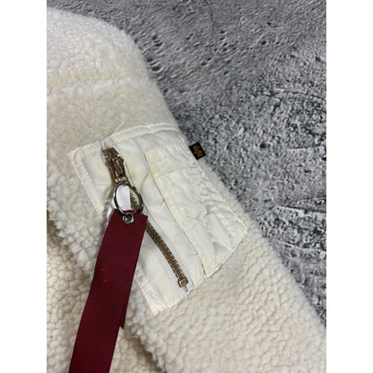 Alpha Industries sherpa zip hoodie white