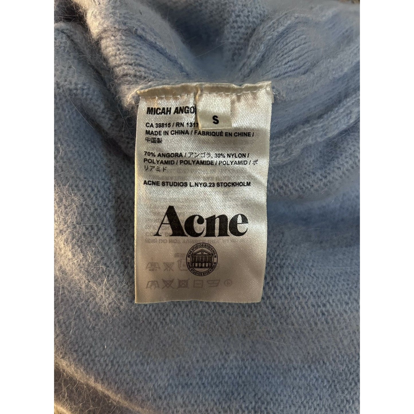 Acne Studios Micah Angora PSS13 sweater baby blue vintage