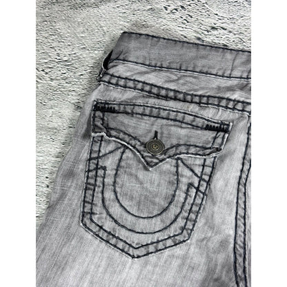 True Religion grey jeans black thick stitching Y2K Logan