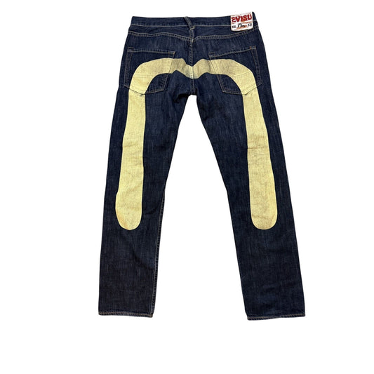 Evisu jeans daicock big logo white navy Ramen EU ED