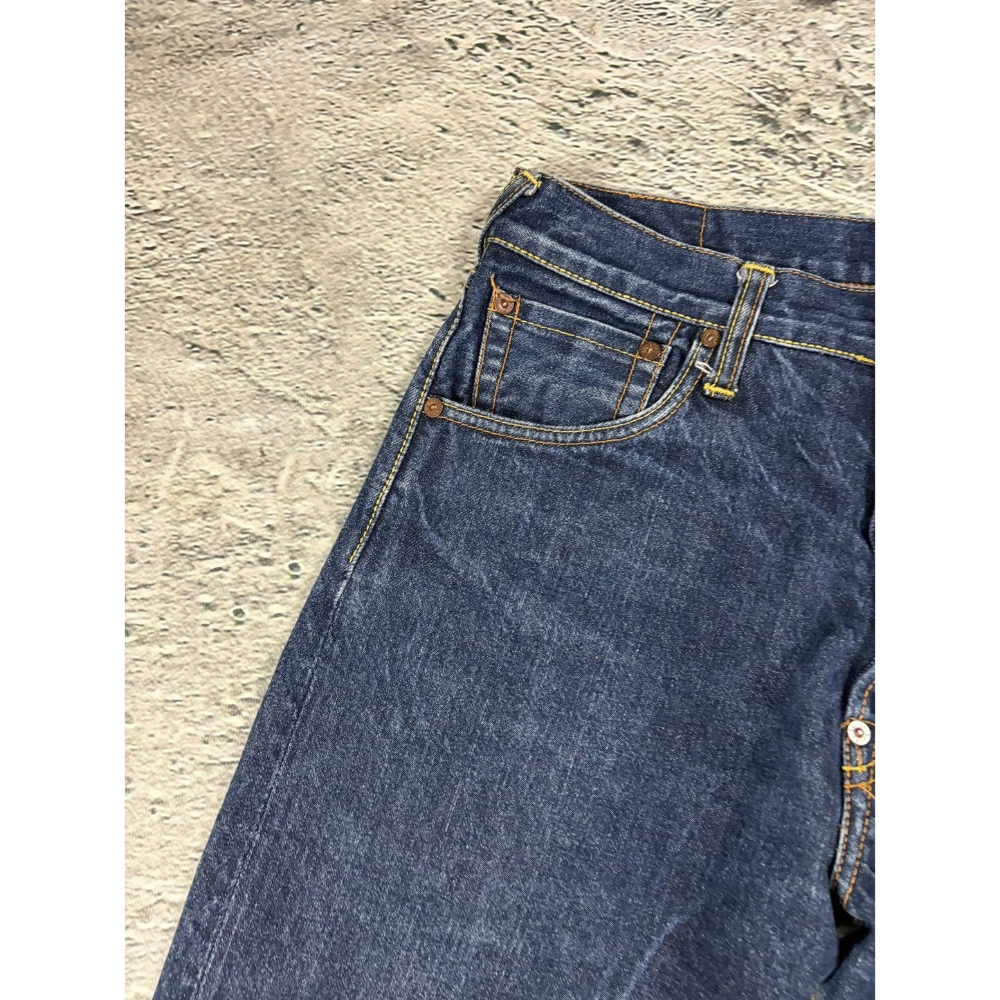 Evisu jeans vintage handpainted seagull logo selvedge white