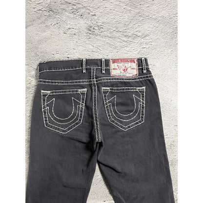 True Religion black jeans white thick stitching Y2K Straight