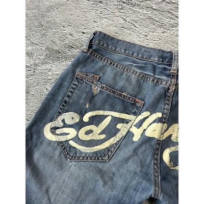 Ed Hardy Christian Audigier vintage jeans big logo pants