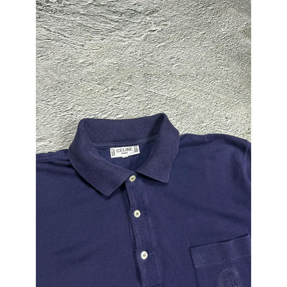 Celine vintage polo T-shirt navy small logo 90s