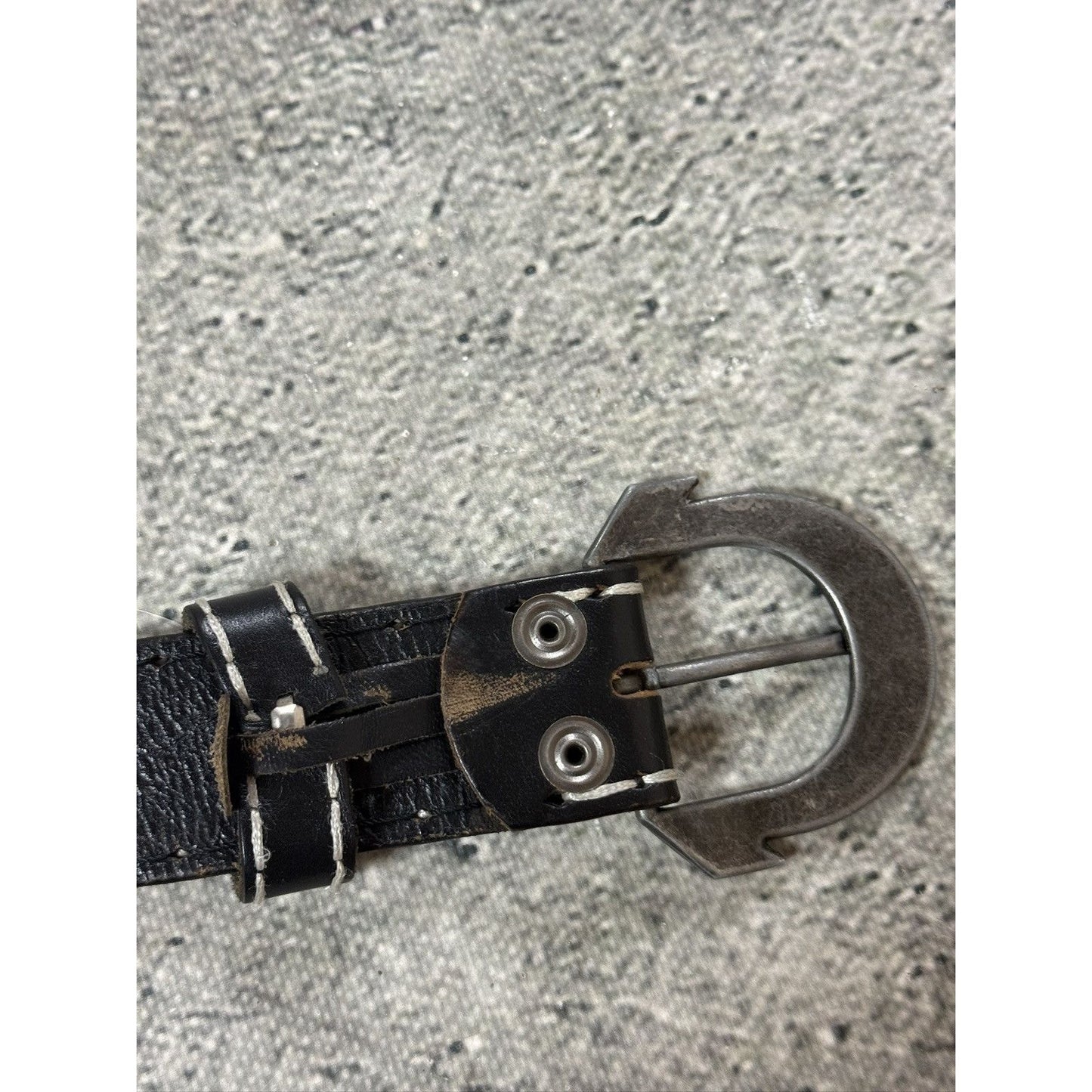 True Religion belt leather black Y2K thick stitching