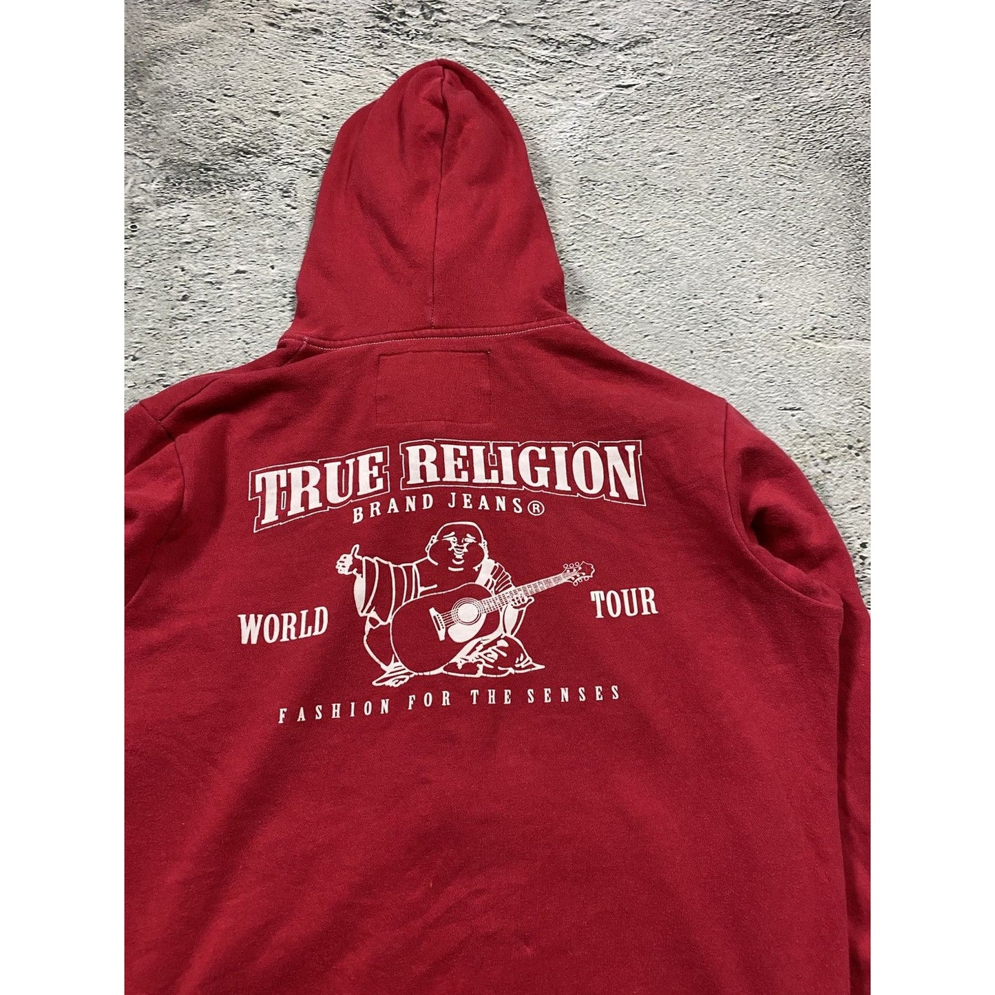 True Religion zip hoodie red big logo buddha horseshoe