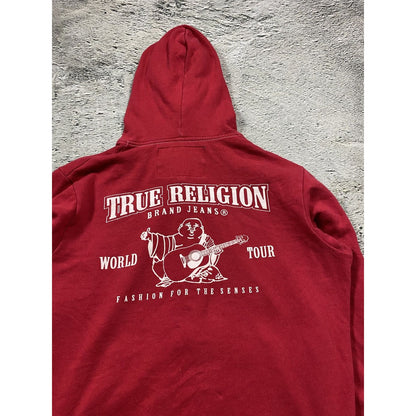 True Religion zip hoodie red big logo buddha horseshoe